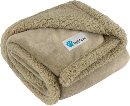 PetAmi Dog Blanket for Medium Large Dogs, Pet Bed Blanket Cat Puppy Kitten, Fleece Furniture Couch Cover Protector Sofa Car, Soft Sherpa Dog Throw Plush Reversible Washable, 40x60 Plaid Dark Gray