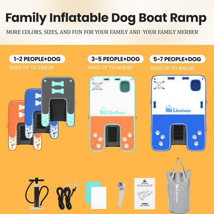 Inflatable Dog Boat Ramp for Dogs Up to 240 lbs, Inflatable Dock Floating Platform with Anti-Slip EVA Foam Safe & Easy Water Access, Dog Ramp for Boat, Pools, Lakes, Boats, Docks, Green