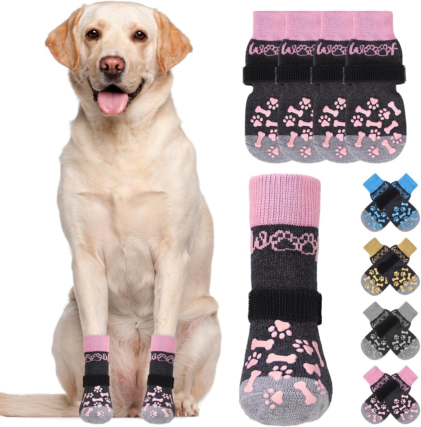 KOOLTAIL Dog Socks Shoes for Hot Pavement to Prevent Licking Paws, Winter Dog Boots&Paw Protector for Hardwood Floors Anti Slip,Traction Control Grip Booties for Small Medium Large Senior Dogs,Black M