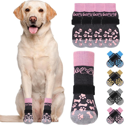 KOOLTAIL Dog Socks Shoes for Hot Pavement to Prevent Licking Paws, Winter Dog Boots&Paw Protector for Hardwood Floors Anti Slip,Traction Control Grip Booties for Small Medium Large Senior Dogs,Black M