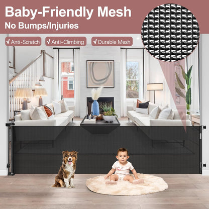 Extra Wide Baby Gate for Large Openings Retractable Baby Gates Indoor Outdoor Extra Long Dog Gate for Doorway Stair Gates for Kids or Pets Extra Large Dog Gate for Stairs