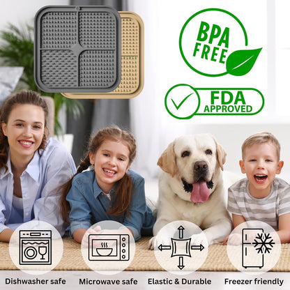 Dog Lick Mat - 2 Pack Slow Feeder for Dogs & Cats to Keep Them Busy Ideal for Grooming & Bathing - Anxiety Relief & Calming