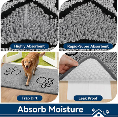 Bcoimo Super Absorbent Dog Door Mat, 30"*20" Anti Slip Mat for Muddy Paws, Pet Rugs for Dirty Paws Washable that Absorbs Moisture and Dirt, for Dog Cage and Pet Resting Carpet