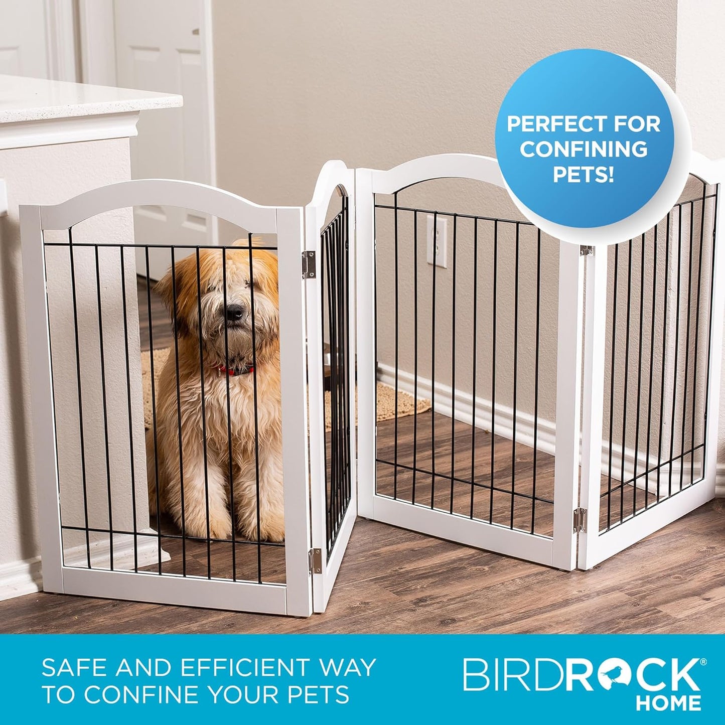 Internet's Best Wire Dog Gate with Arched Top - 4 Panel - 30" Tall - White