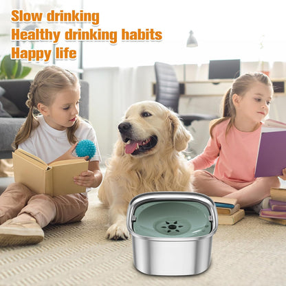 Decflow 3L Dog Water Bowl, Slow Water Bowl for Dogs, No Spill Water Bowl for Dogs, Spill Proof, No Splash Dog Water Bowl, Stainless Steel Slobber Stopper Water Bowl for Messy Drinkers