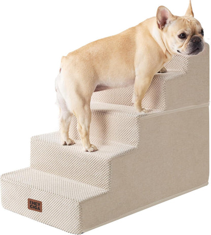 EHEYCIGA Dog Stairs for High Bed 22.5" H, 5-Step Dog Steps for Bed, Pet Steps for Small Dogs and Cats, Non-Slip Balanced Pet Ramp Indoor, Grey