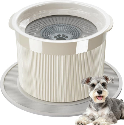 No Spill Ceramic Dog Water Bowl, Large Capacity Slow Drinking Bowl with Floating Disk & Filter, Heavy Duty Anti-Slip Bowl for Small to Medium Dogs, Cats & Multi-Pet Homes Indoor