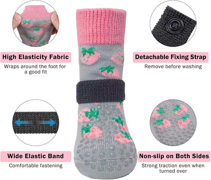 SCENEREAL 6Pcs Anti Slip Dog Socks to Prevent Licking Paws for Hot/Cold Pavement, Dog Grippy Socks for Hardwood Floors, Dog Shoes for Boots & Paw Protectors for Puppy Small Medium Large Senior Dogs