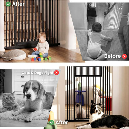 Gardner Pet Extra Tall Cat Gate 49"-86" Adjustable Height, Tall Pet Gate for Doorways/Hallways with 27.5"-37" Adjustable Width Baby Gate with 4 Extensions Kits, No Drilling Pressured Mounted (Black)