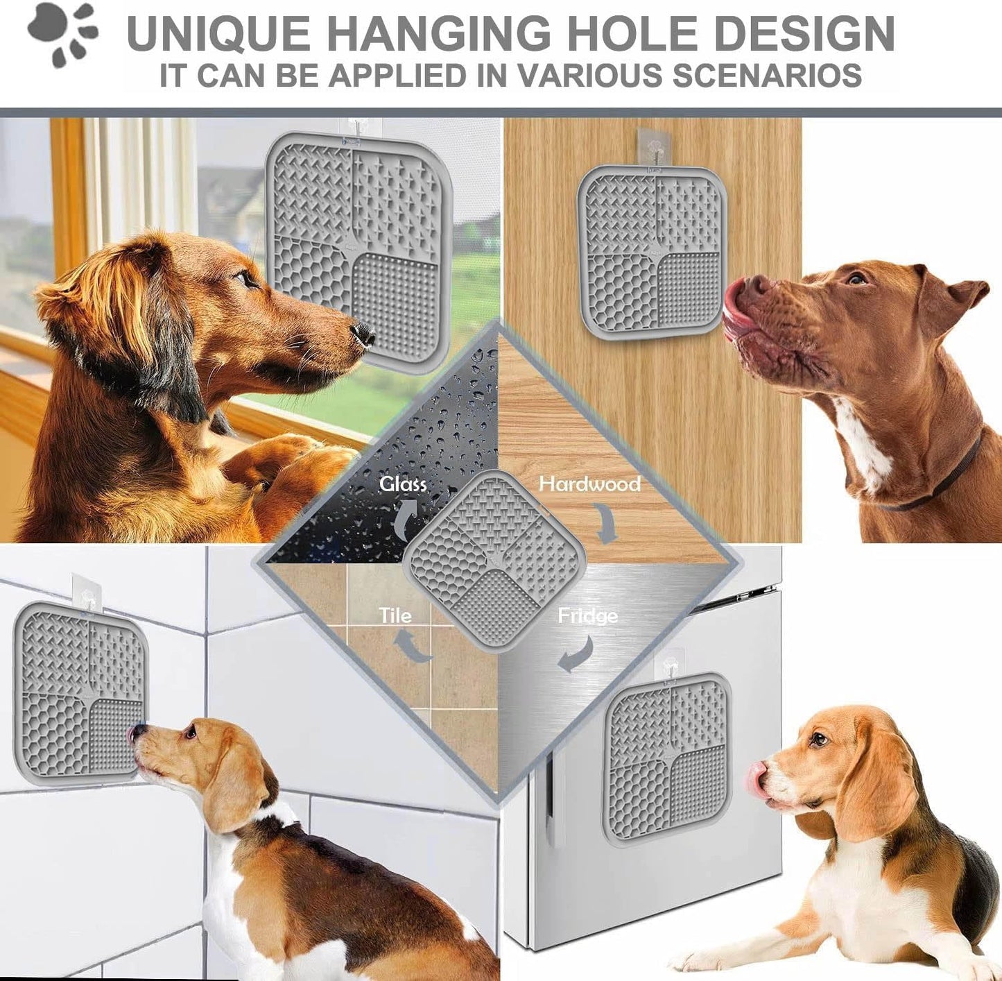Azyh Licking Mat for Dogs & Cats 2 Pack, Slow Feeder Lick Pat for Large Dogs and Puppies, Anxiety Relief Dog Toys Feeding Mat for Butter Yogurt Peanut, Pets Bathing Grooming Training Mat (9.9'' × 6'')