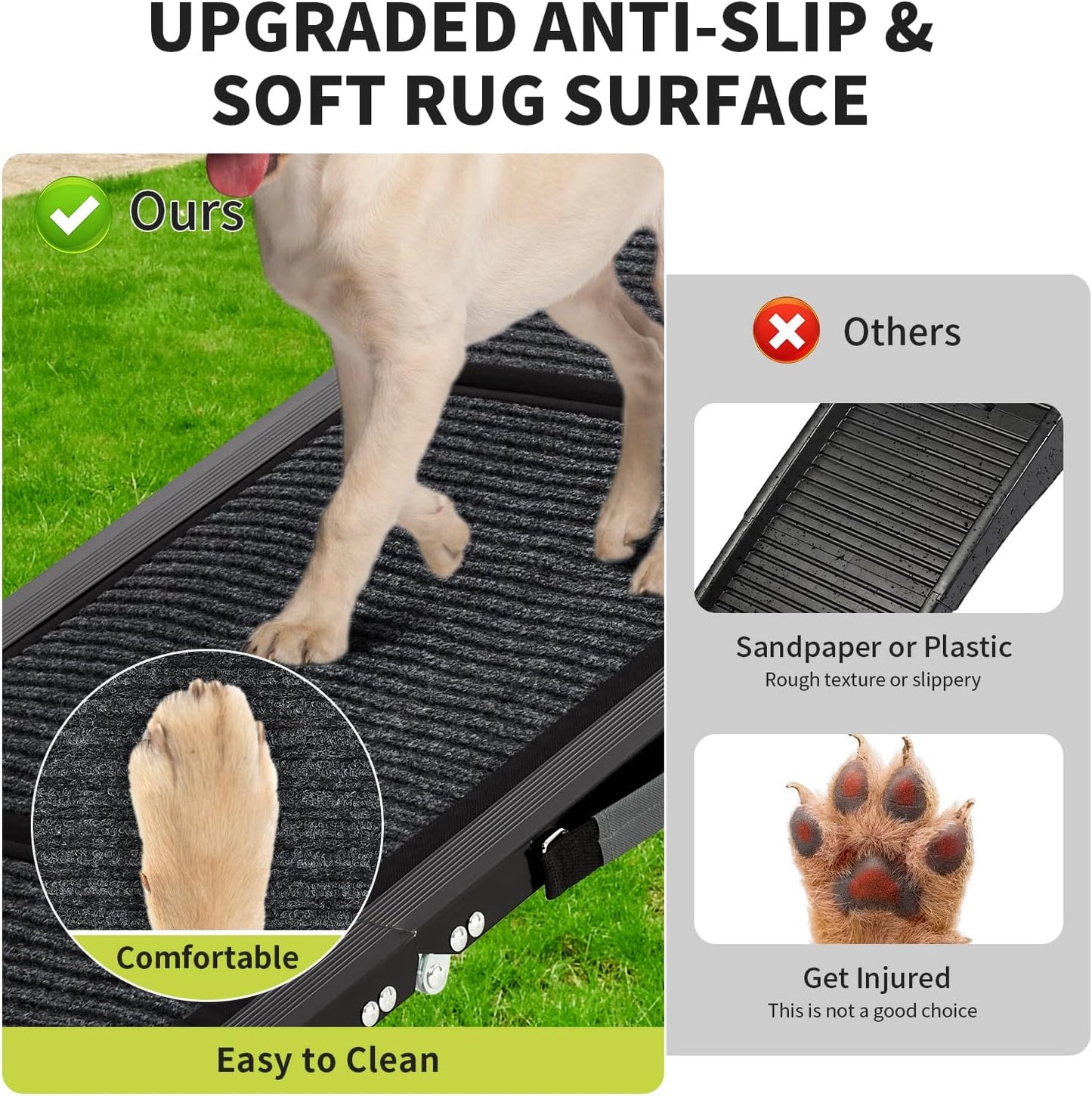 Dog Ramp for Car, 63" Long & 20" Wide Folding Dog Ramps for Car, Portable Pet Car Ramp with Non-Slip Surface, Outdoor Dog Car Ram-p Up to 250 LBS, Extra Wide Steps for SUV Car & Truck