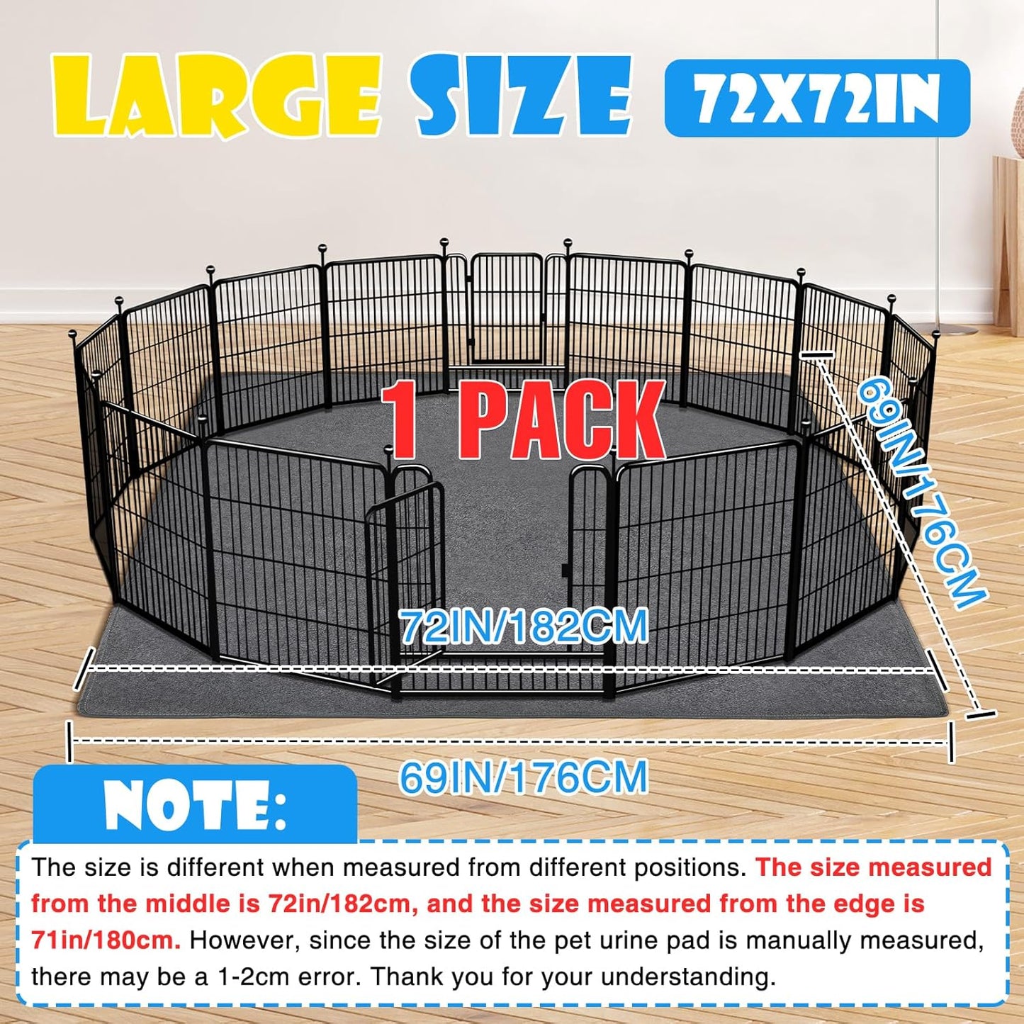 FURWEY 2 Pack Extra Large 72"X72" Washable Pee Pads for Dogs Super Absorbent Dog Training Pads Non-Slip Waterproof Pet Training Pads Mats Whelping Pads for Dogs Cats Puppy