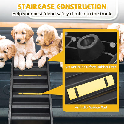 COZIWOW Portable Dog Car Ramps 61" L Folding High Traction Pet Stairs for Vehicles,SUV/Truck,Lightweight Ladder Ramp for Dogs Old Cats to High Bed,Couch-Easy Storage,Supports up to 165lb