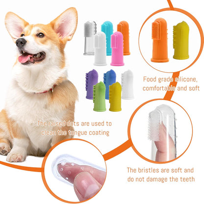 100 Pcs Dog Toothbrush Soft Finger Brushes Pet Finger Toothbrush Easy Teeth Cleaning Dog Tooth Brush Oral Care Pet Dental Brush Cleaning for Small Cats and Puppy Dental Care (2 styles, Multicolor)