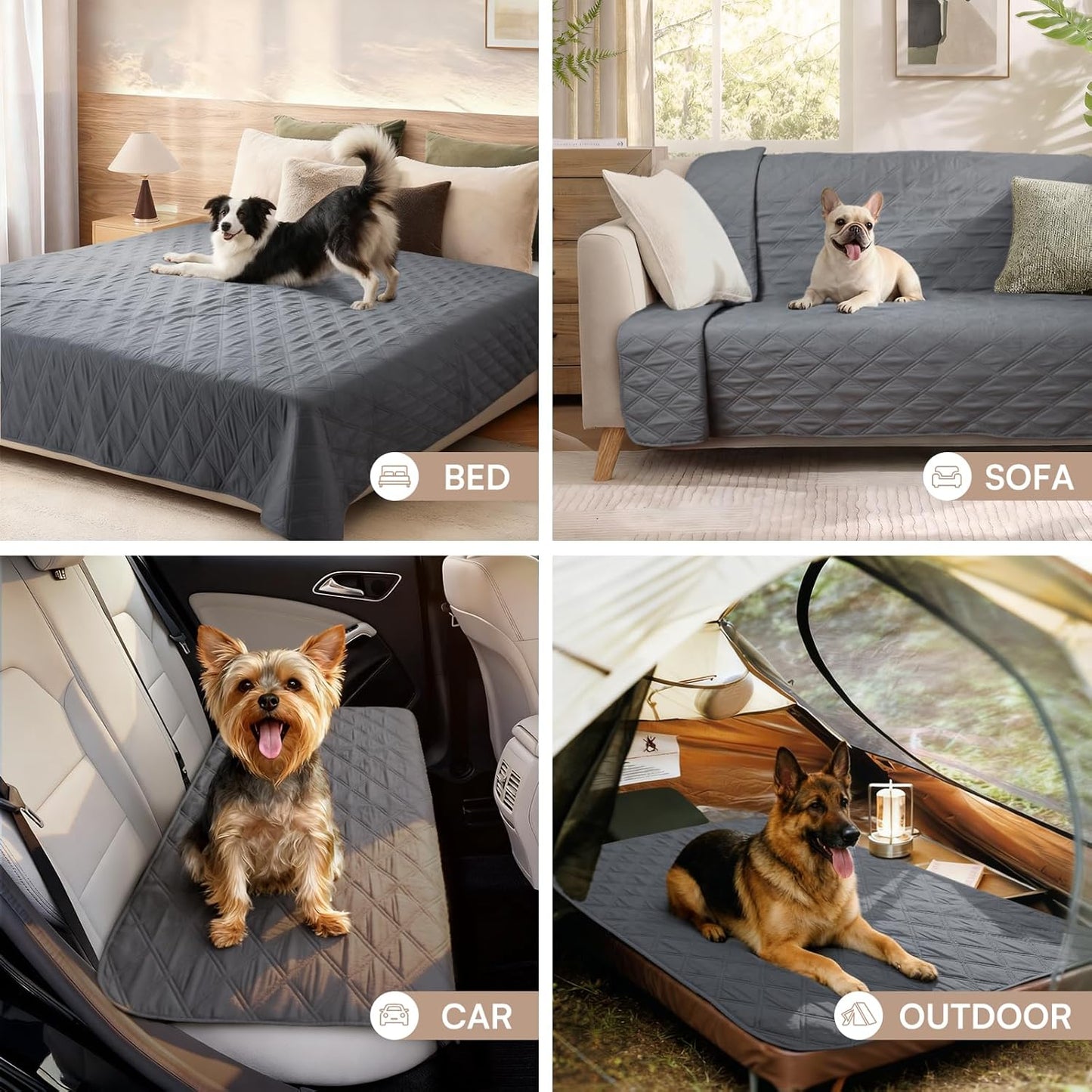 Luciphia 100% Waterproof Couch Cover Blanket for Dogs Anti-Slip Pet Couch Protector Sofa Mat Puppy Cat with Non-Slip Bottom, Grey, 30x70 Inch