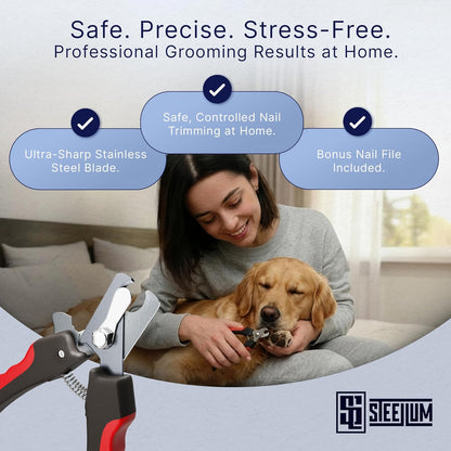 Professional Dog Nail Clippers for Large Dogs - to Small Dogs Clippers & Cats with Safety Guard & Ergonomic Easy Grip, Dog Nail Trimmer for Large Dogs Nail Clippers and Safe Cat Nail Clippers
