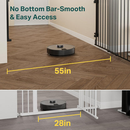 Cumbor 29.2–43" Baby Gate for Stairs, Hardware Mounted (Drill Required), Expandable No Bottom Bar Dog Gate, Auto Close Extra Wide Walk Thru, Pet & Toddler Proof Gate, Top & Bottom of Stairways(Black)