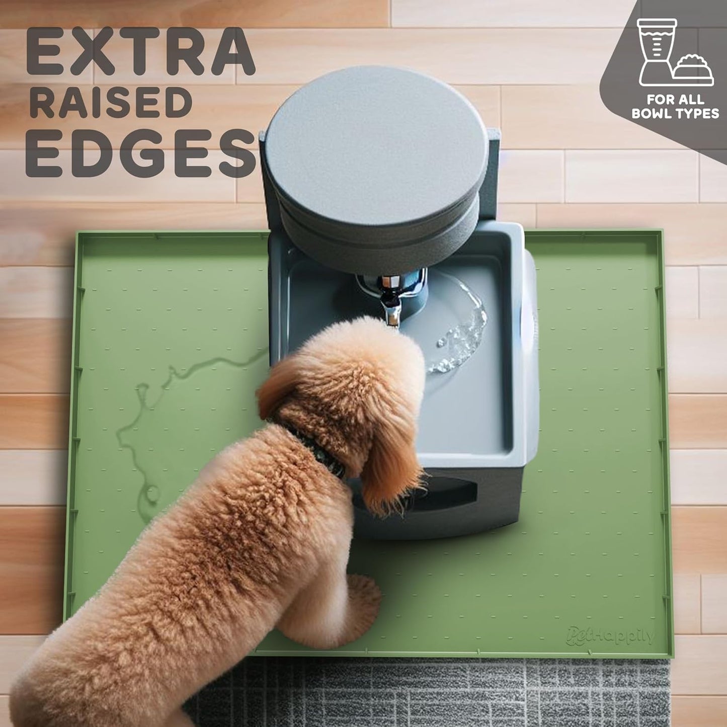 Dog Food Mat - Raised Edges Dogs Mat for Food and Water Prevent Spill, Waterproof Cat Food Mats Protect Floors, Easy Clean Dog Bowl Mats for Food and Water, Silicone Pet Feeding Placemats