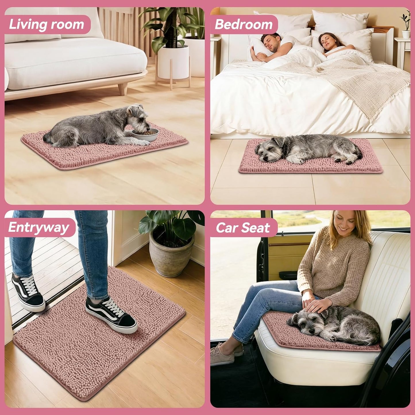 Bcoimo Super Absorbent Dog Door Mat, 30"*20" Anti Slip Mat for Muddy Paws, Pet Rugs for Dirty Paws Washable that Absorbs Moisture and Dirt, for Dog Cage and Pet Resting Carpet