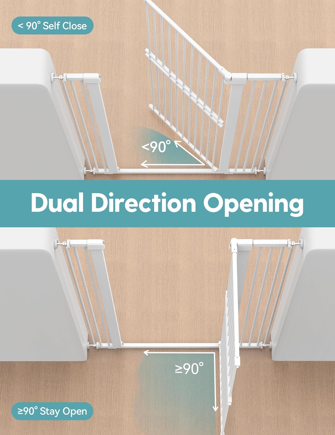 No Pawblems 55" Extra Tall Pet Gate for Cat/Dog, 29-40" Wide Auto Close Tall Dog Gate for Doorways/Hallways, 1.37" Ultra Narrow Spacing, NO Drilling Pressure Mounted, Black
