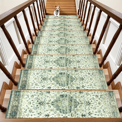 Stair Treads for Wooden Steps, Non Slip Stair Treads Carpet Indoor Residue Free Peel and Stick Washable Stair Covers, Safe for Dogs Kids Elders, Moroccan Beige, 8x30 inch, 4 Pack