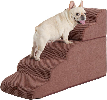 Made4Pets Dog Stairs Ramp for Small Dogs 15.7" H, 3-Step Dog Steps for Bed Couch Sofa and Chair, 35D Foam Pet Steps for Small Dogs and Cats, Non-Slip Bottom Pet Stairs, Grey