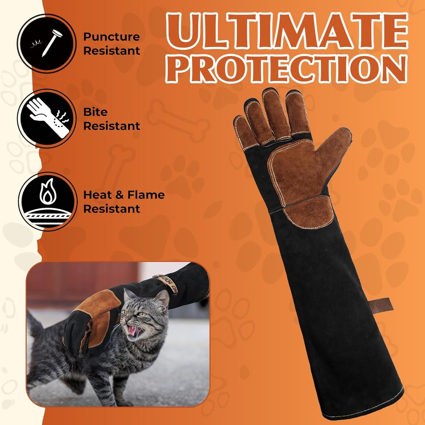 HANDLANDY Animal Handling Gloves, Bite-Proof, Scratch-Resistant, Pet Gloves for Dogs, Cats, Falconry, Gardening