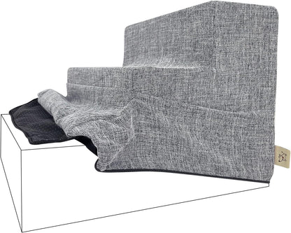Best Pet Supplies Foam Pet Steps Cover for Small Dogs and Cats, Portable Ramp Stairs for Couch, Sofa, and High Bed Climbing (Cover Only) - Ash Gray Linen, 3-Step (Cover Only)
