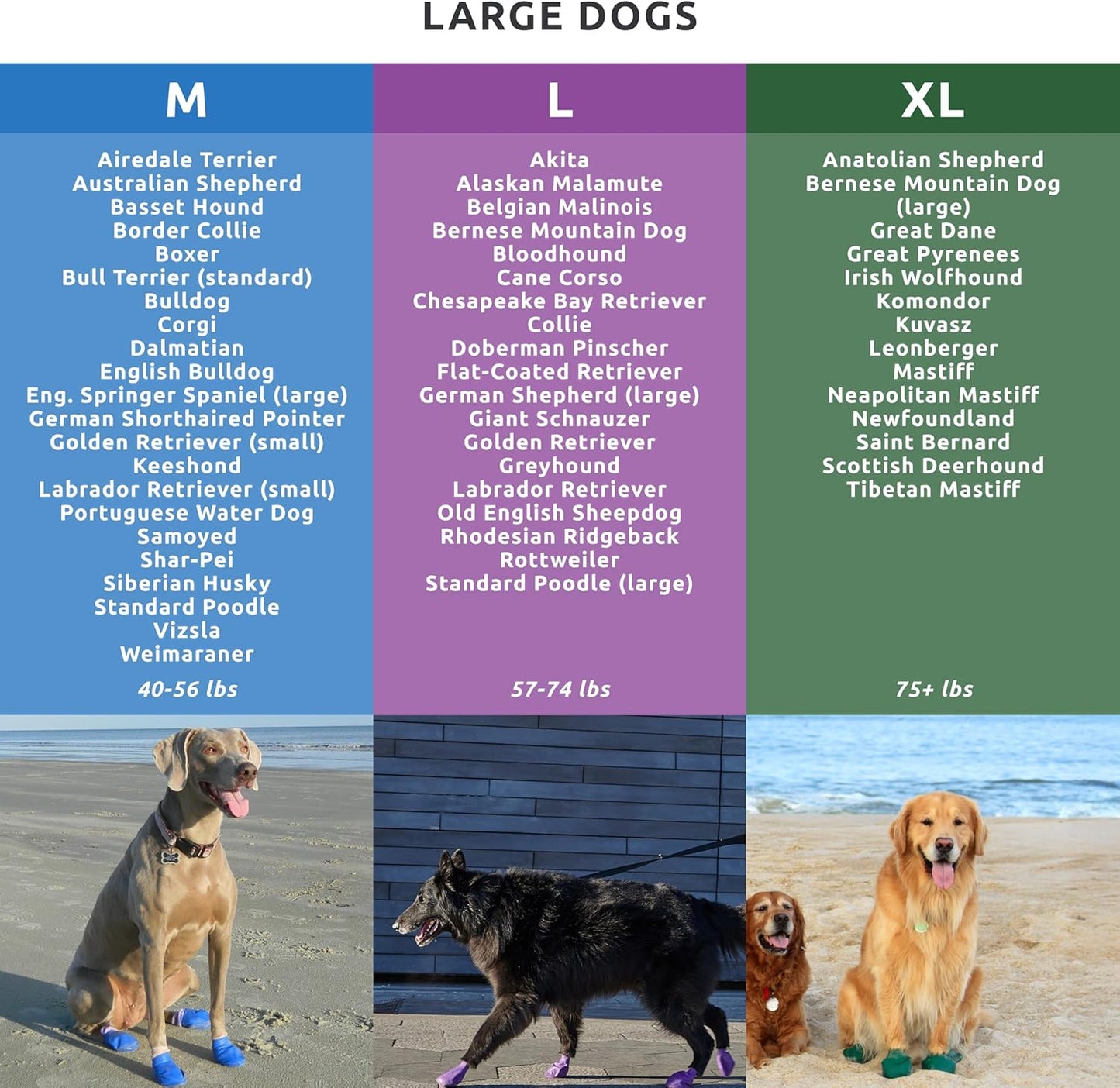 PawZ Rubber Dog Boots for Large Paws - All-Weather Waterproof Dog Shoes, Anti-Slip Traction for Rain, Snow, Mud & Hot Pavement - Pull-On Dog Booties, Purple - Large (3"- 4") - Pack of 24