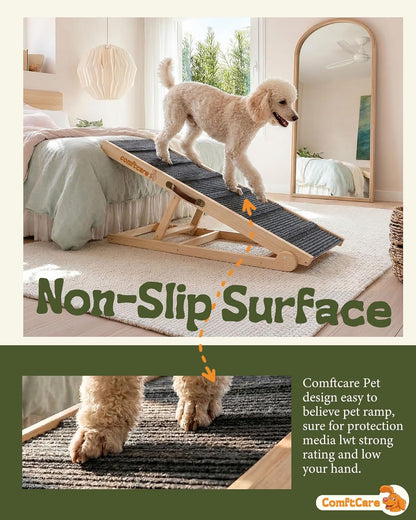 Adjustable Dog Ramp for Small Dogs, Foldable Pet Ramp for Bed & Couch, Non-Slip Indoor Ramp, Portable, Joint-Friendly Design, Supports up to 35 lbs