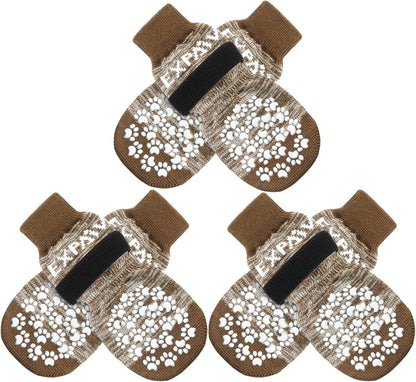 EXPAWLORER 6Pcs Anti-Slip Dog Socks to Prevent Licking Paws,Dog Shoes for Hot Pavement,Dog Booties Traction Control on Hardwood Floor,Boots & Paw Protectors, for Puppy Small Medium Large Senior Dogs