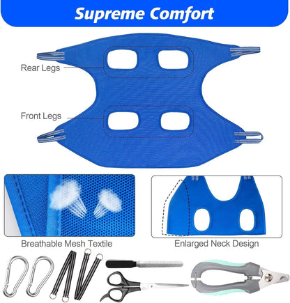 ATESON Pet Grooming Hammock with Nail Clippers/Nail Trimmers/Grooming Scissors, Dog Grooming Harness for Nail Trimming, Pet Grooming Sling Helper