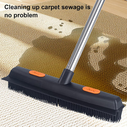 YOXIER Pet Hair Removal Tool,2-in-1 Pet Hair Removal Broom,Pet Hair Broom with Squeegee for Carpet,Heavy Duty Broom for Driveways, Sidewalks, Patios and Deck Cleans Dirt, Debris, Sand, Mud, Leaves an