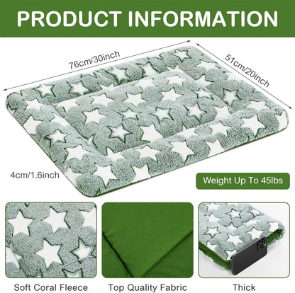 VitalCozy 4 Pcs Dog Crate Pads, Ultra Soft Warm Washable Anti-Slip Kennel Bed Mat for Pets, Reversible, Replaceable, Cage Liner for Small Medium Large Dogs and Cats (18 x 24 x 1.6 Inch,Star,Gray)
