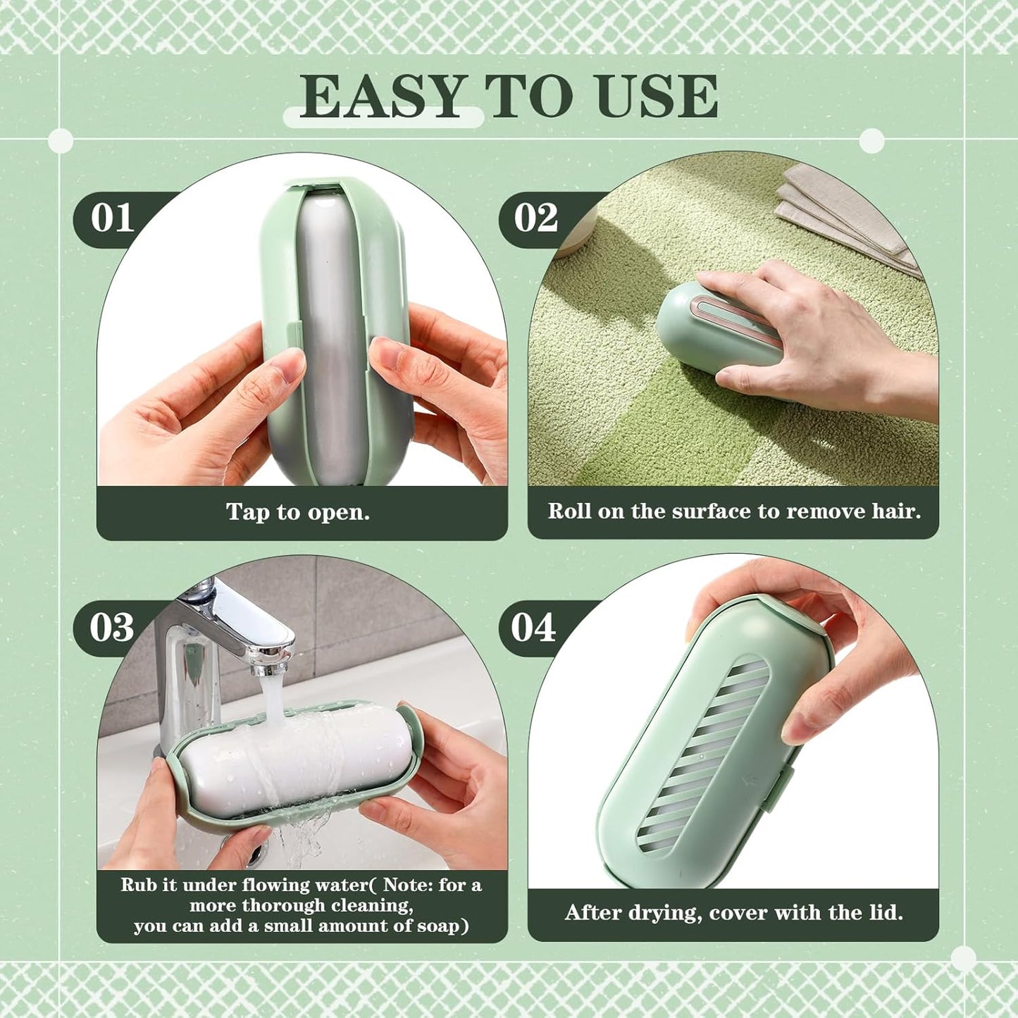 Sliner 2 Pack Reusable Lint Roller for Pet Hair New Silicone Washable Sticky Roller Portable Lint Remover Extra Sticky Cleaner Cat Dog Hair Remover for Pet Clothes Sofa (White)