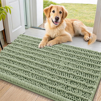 Smiry Dog Door Mat for Muddy Paws 30x20, Extra Soft Absorbent Chenille Doormat, Trap Moisture and Dirt, Non-Slip Machine Washable Front Door Mat for Indoor Entrance Inside Floor, Grey
