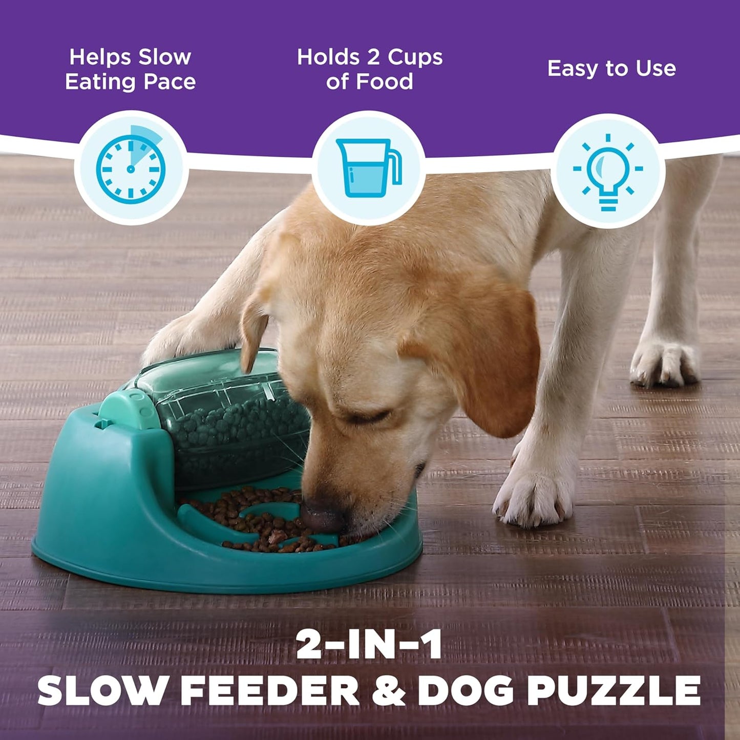 Outward Hound by Nina Ottosson Lick N’ Flip Level 1 Dog Puzzle Toy, Lick Mat & Slow Feeder – Non-Slip Base Beginner Enrichment for Small & Medium Dogs, Holds 1 Cup Wet or Dry Food, 7.4" x 7.4"