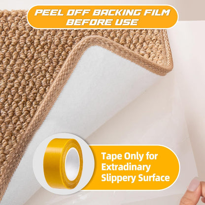 Bullnose Carpet Faux Sisal Stair Treads | Set of 14 | Stair Treads for Wooden Steps Indoor Anti Slip Braided Staircase Protector Pet Friendly Rugs Covers 9.44" X 29.5"x 1.9",Golden