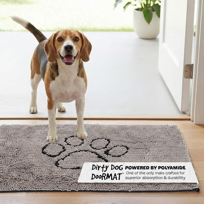 Dog Gone Smart Dirty Dog Doormat - Fast Drying Rug with Super Gripper Backing for Clean Floors - Super Absorbent and Machine Washable Mat for Muddy Paws - Grey