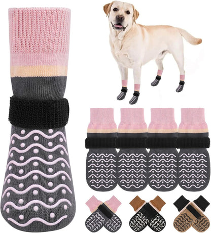 BEAUTYZOO Dog Socks to Prevent Licking Paws -Dog Shoes for Hot Pavement & Hardwood Floors Anti Slip, Traction Control Boots & Paw Protectors with Double Side Grips for Small Medium Large Senior Dogs
