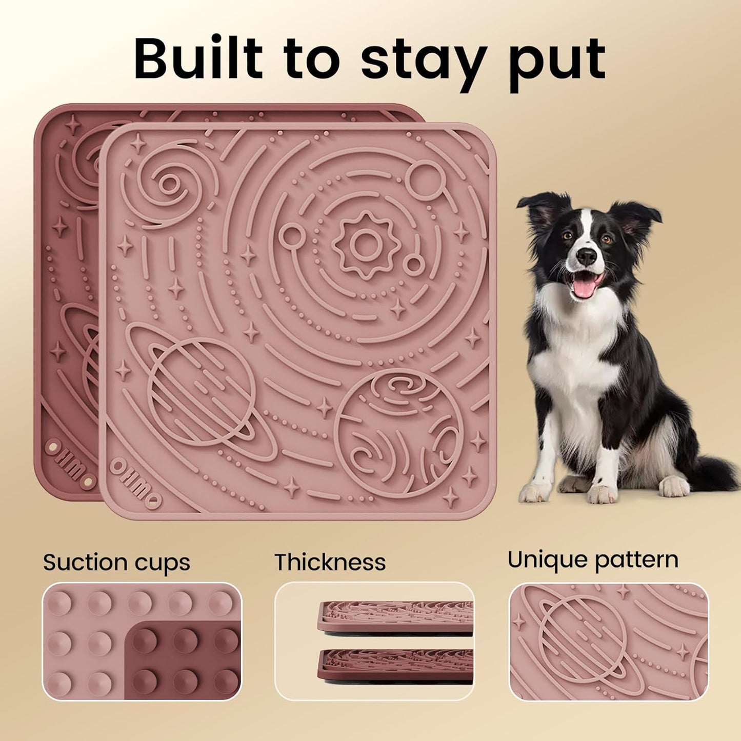 OHMO Lick Mat for Dogs and Cats(Small, Camo&Light Green, 2pcs) Enrichment Accessories Toy Space Star Easy Clean Pet Slow Feeder/Suction Cups, Licking Pad for Anxiety Relief and Boredom Reduction