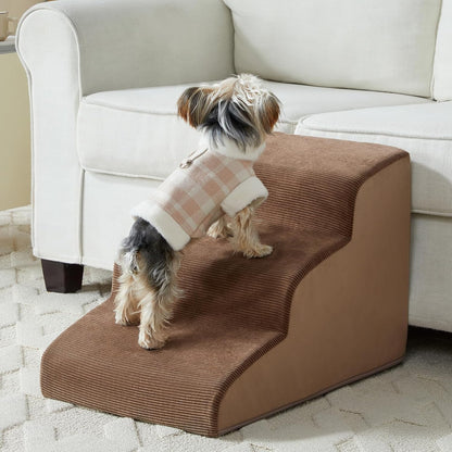 LEXTRO Dog Stairs for Small Dogs, 2-Steps Dog Ramp for Couch, Pet Stairs with Highly Supportive Foam and Non-Slip Bottom, Pet Steps for Cat & Doggie (High 11.8 Inch)