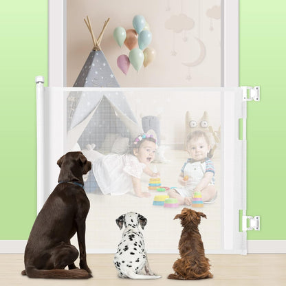 Upgraded Retractable Baby Gate, Extra Wide Safety Kids or Pets Gate, 33” Tall, Extends to 71” Wide, Mesh Safety Dog Gate for Stairs, Indoor, Outdoor, Doorways, Hallways(33”x71”, Black)