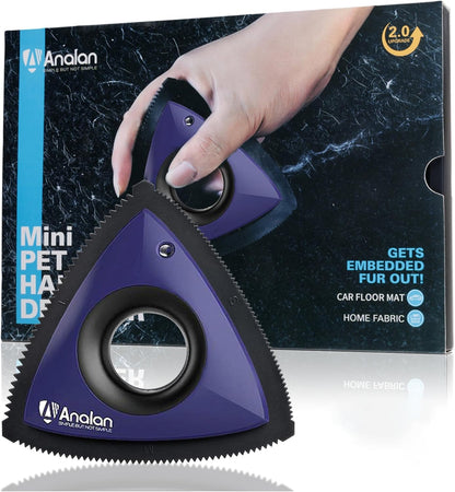 Analan Mini Pet Hair Remover for Car Detailing Supplies, Carpet Dog Hair Remover for Car Interior, Triangle Dog Hair Remover for Auto Detailing, Couch, Furniture, Lint, Carpet (Jet Black)