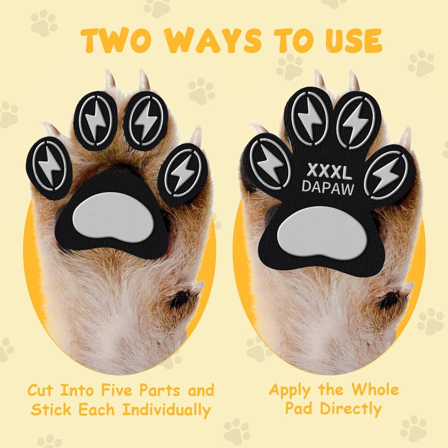 Dapaw Anti-Slip Dog Paw Pads, Paw Grip for Senior Dog on Hardwood & Tile Floors, Protector Pads for Hot Pavement, Paw Stickers for Dogs Feet with Strong Traction (5 Sets, 20 Pcs) L