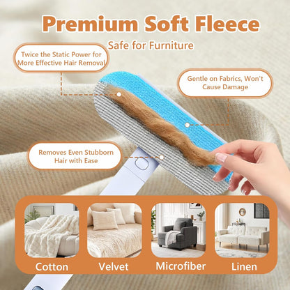 Tiiyee Pet Hair Remover for Furniture, 17in Dog and Cat Hair Removal Brush 4 in 1 Reusable Washable Lint Cleaner with Long Handle Cleaning for Couch, Carpet, Clothes & Bedding Car Seats Window Tile