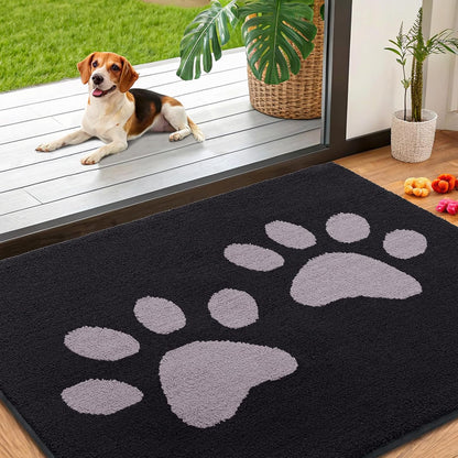 Smiry Dog Door Mat for Muddy Paws, Absorbs Moisture and Dirt, Low-Profile Entryway Mat with Non-Slip Backing, Entry Indoor Outdoor Doormat for Inside Floor (30x20 Inches, Grey, Striped)