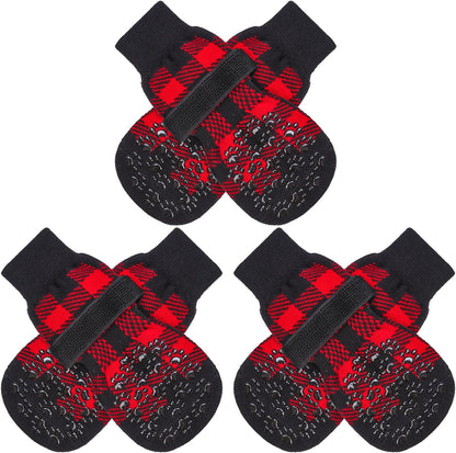 EXPAWLORER 6Pcs Anti-Slip Dog Socks to Prevent Licking Paws,Dog Shoes for Hot Pavement,Dog Booties Traction Control on Hardwood Floor,Boots & Paw Protectors, for Puppy Small Medium Large Senior Dogs