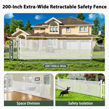 250" Reinforced Extra Wide Baby Gate Retractable Dog Gate, 21ft Extra Long Baby Gate Retractable Gates for Dogs, 48" Extra Tall Pet Gate Retractable Fence Outdoor Gate for Deck/Garage/Patio, Black