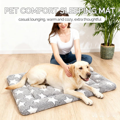 Dog Bed Mat, Reversible Crate Pad & Cute Dog Bed - Machine Washable Kennel Mat with Ultra Soft for Small Dogs (Cool/Warm), 24" x 18", Grey&Star